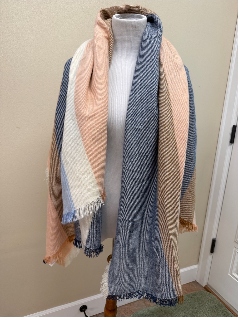 Madewell Multi-Color Striped Fringe Wrap Scarf